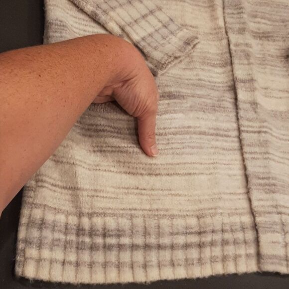 Caslon Long Cream and Gray Cardigan Sweater - Picture 3 of 7